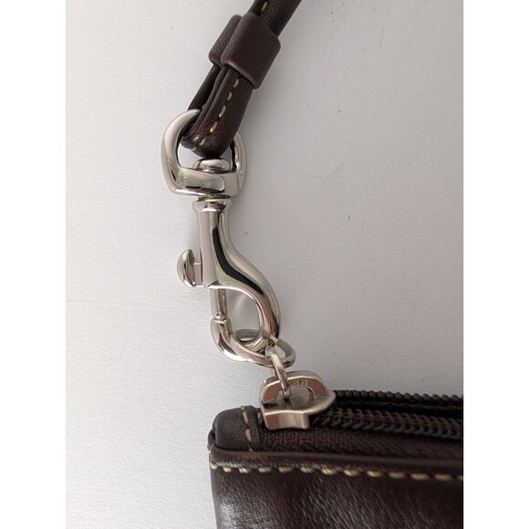 Coach Leather Wristlet Corner Zip Handbag English Saddle Brown Front Pocket - Picture 5 of 13